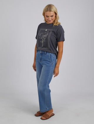 Elm Tee Laurel Charcoal - Pink Poppies