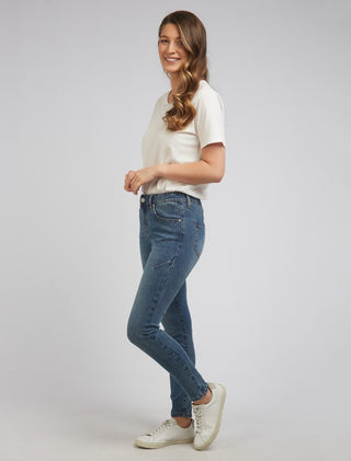 Foxwood Jean City Dark Blue - Pink Poppies