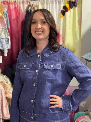 Naturals By O&j Jacket - Placid Blue | Pink Poppies