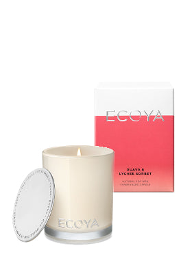 Ecoya Mini Madison Candle - Guava & Lychee - Pink Poppies 