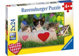 Ravensburger Puzzle 2x24pc Sleepy Kittens - Pink Poppies 