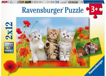 Ravensburger Puzzle 2x12pc Kitten Adventure - Pink Poppies 