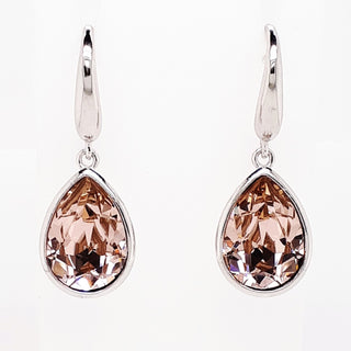 Mcj Earrings Swarovski Crystal Teardrop - Vintage Rose - Pink Poppies 