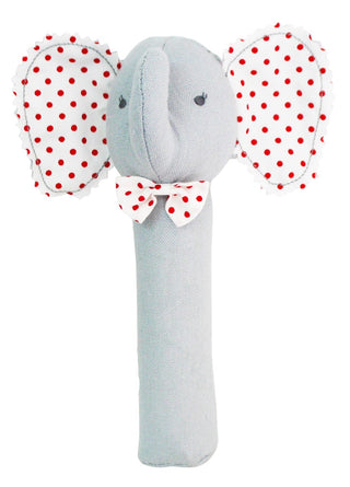 Alimrose Hand Squeaker Baby Elephant Grey - Pink Poppies 