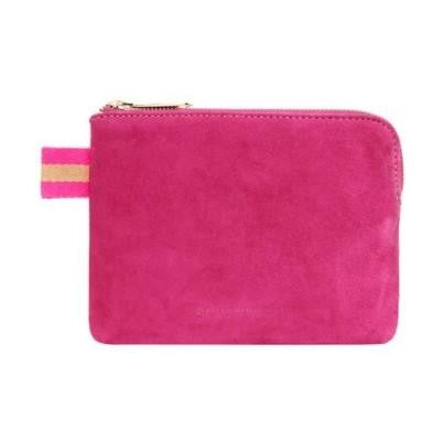 Arlington Milne Paige Coin Purse Hot Pink Suede - Pink Poppies 