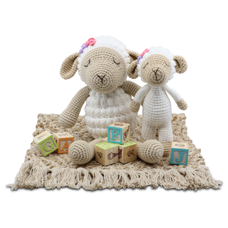 Snuggle Buddies Medium Sitting Lamb - Pink Poppies 