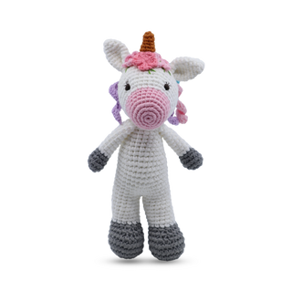 Snuggle Buddies Mini Standing Unicorn White - Pink Poppies 