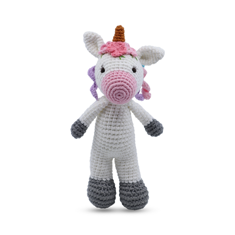 Snuggle Buddies Mini Standing Unicorn White - Pink Poppies 