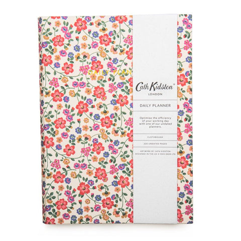 Cath Kidston Linen Daily Planner A5 Cream Floral - Pink Poppies 