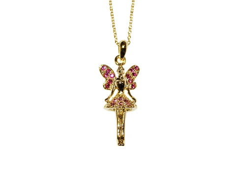 Goody Gumdrops Necklace Fairy Butterfly Gold Pink - Pink Poppies 