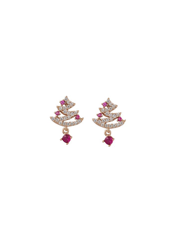 Tigertree Earrings Christmas Tree Crystal - Rose Gold - Pink Poppies 