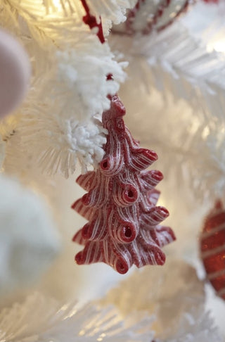 Xmas Dec Red/white Strap Tree - Pink Poppies 