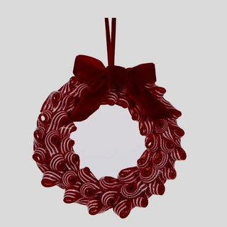 Xmas Dec Red/white Strap Wreath - Pink Poppies 