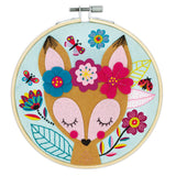 Janod Fox Felt Embroidery Hoop - Pink Poppies 