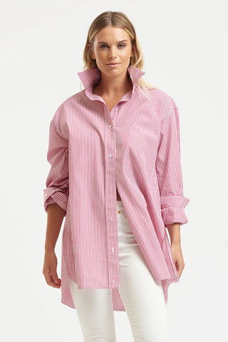 Shirty Boyfriend Cerise Stripe - Pink Poppies 