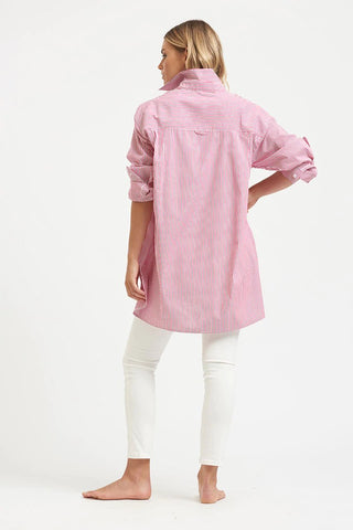 Shirty Boyfriend Cerise Stripe - Pink Poppies 