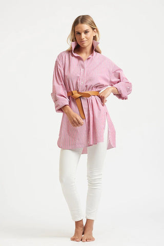 Shirty Boyfriend Cerise Stripe - Pink Poppies 