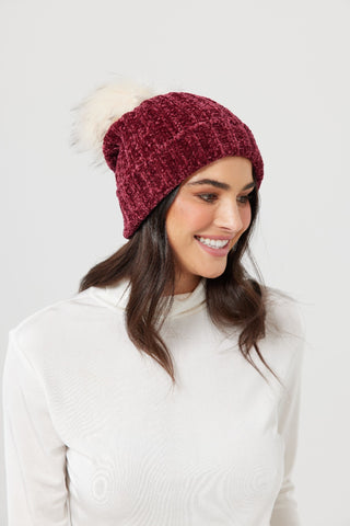 Holiday Beanie Brentwood Red - Pink Poppies 