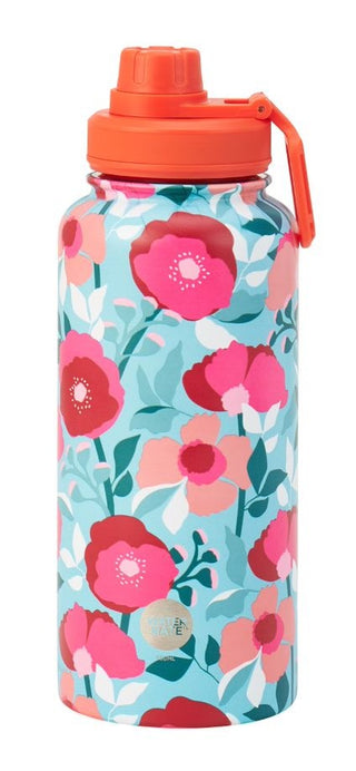 Watermate Stainless Sherbet Poppies 950ml - Pink Poppies 