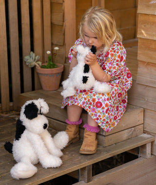 Nana Huchy Boots The Pup Black - Pink Poppies 