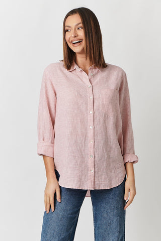 Envelope Shirt Pink Houndstooth - Pink Poppies 