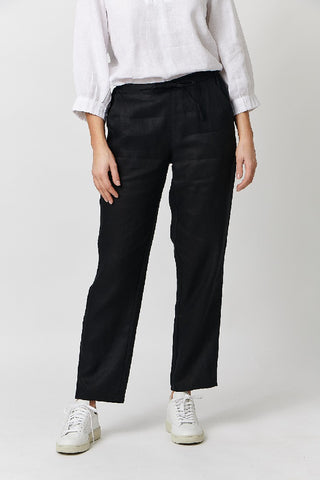 Naturals By O&j Pants Black Linen - Pink Poppies 