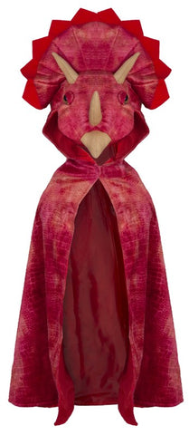 Great Pretenders Red Triceratops Hooded Cape 4-5years - Pink Poppies 
