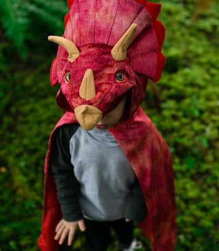 Great Pretenders Red Triceratops Hooded Cape 4-5years - Pink Poppies 