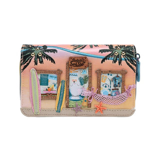 Vendula The Surf Shack - Medium Zip Around Wallet - Pink Poppies 