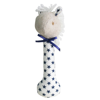 Alimrose Rattle Stick Horse White Navy Star - Pink Poppies 