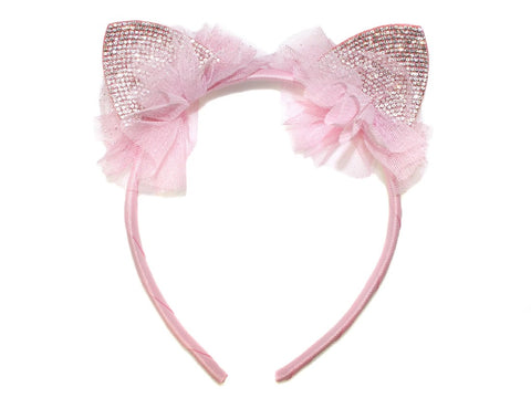 Goody Gumdrops Aliceband Cat Ears Tulle Diamante - Pink Poppies 