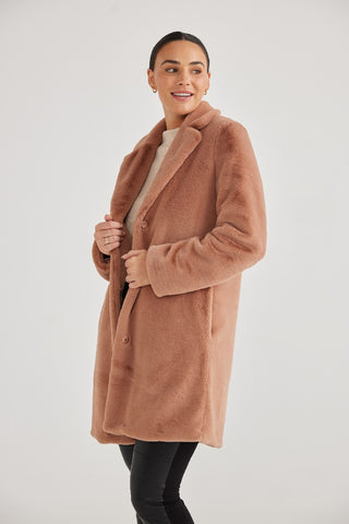 Brave&true Coat Jungle Tan - Pink Poppies 