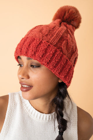 Powder Beanie Freya Pompom Rust - Pink Poppies 