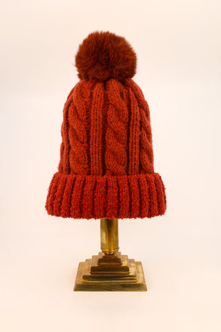 Powder Beanie Freya Pompom Rust - Pink Poppies 