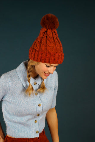 Powder Beanie Freya Pompom Rust - Pink Poppies 