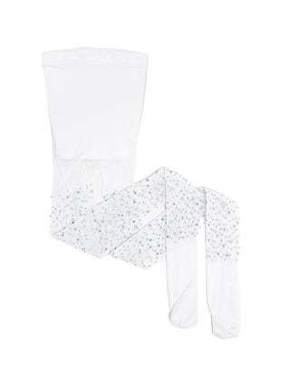 Great Pretenders Tights White Rhinestone - Pink Poppies 