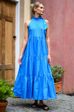 Wyatt Wylde Dress Helena Blue - Pink Poppies 