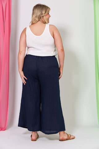 Eb/ive Pant La Vie Crop Sapphire - Pink Poppies 