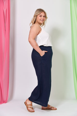 Eb/ive Pant La Vie Crop Sapphire - Pink Poppies 