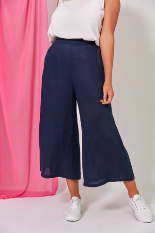 Eb/ive Pant La Vie Crop Sapphire - Pink Poppies 