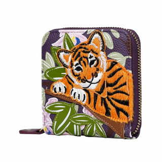 Vendula Animal Park - Tiger Square Wallet - Pink Poppies 