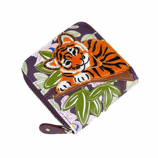 Vendula Animal Park - Tiger Square Wallet - Pink Poppies 