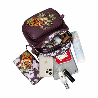 Vendula Animal Park Tiger Mini Backpack - Pink Poppies 