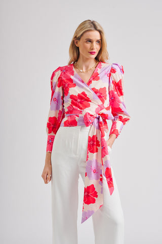 Shirty Shirt Hazel Wrap - Spring Floral - Pink Poppies 