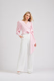 Shirty Shirt Hazel Wrap - White/pink Spot - Pink Poppies 