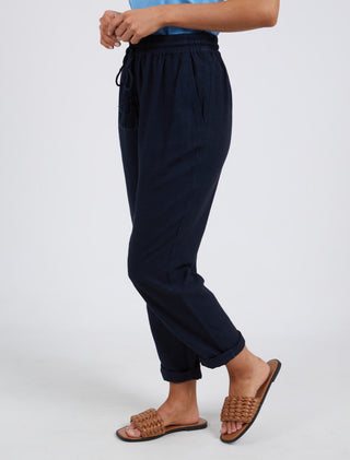 Elm Pant Clem Relaxed Navy - Pink Poppies 