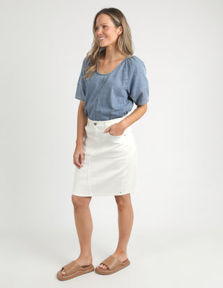 Elm Skirt Denim Belle Vintage White [sz:size 8]