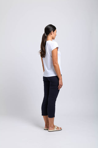 Foil Pant Capri Fuss Free True Navy [sz:size 8]