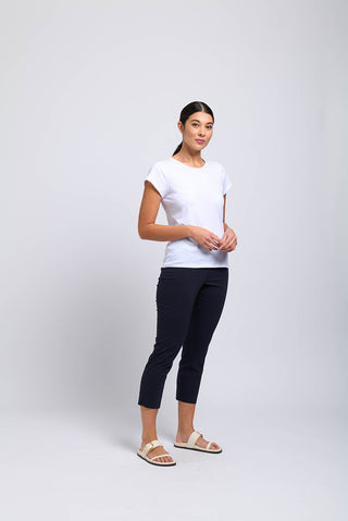 Foil Pant Capri Fuss Free True Navy [sz:size 8]