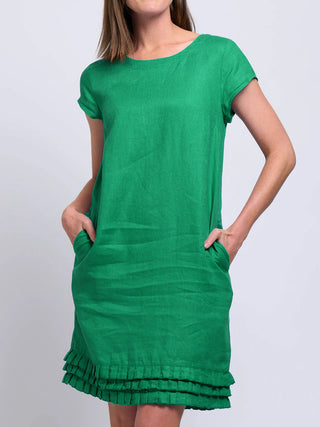 Foil Shift Dress Pleat Dreams Kelly Green [sz:size 8]